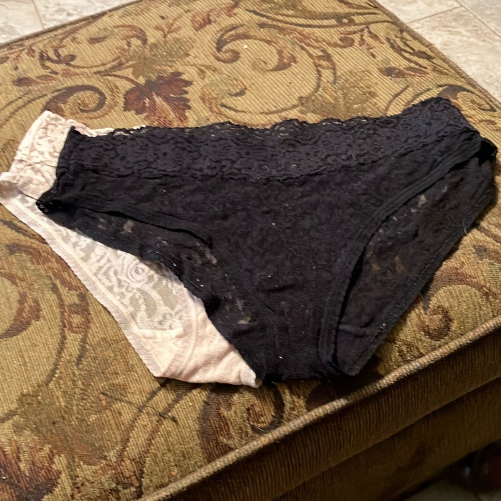 Filina Lingerie 2 Pack Hipster Lo-Rise Panties Colors Tan/Black Size XL